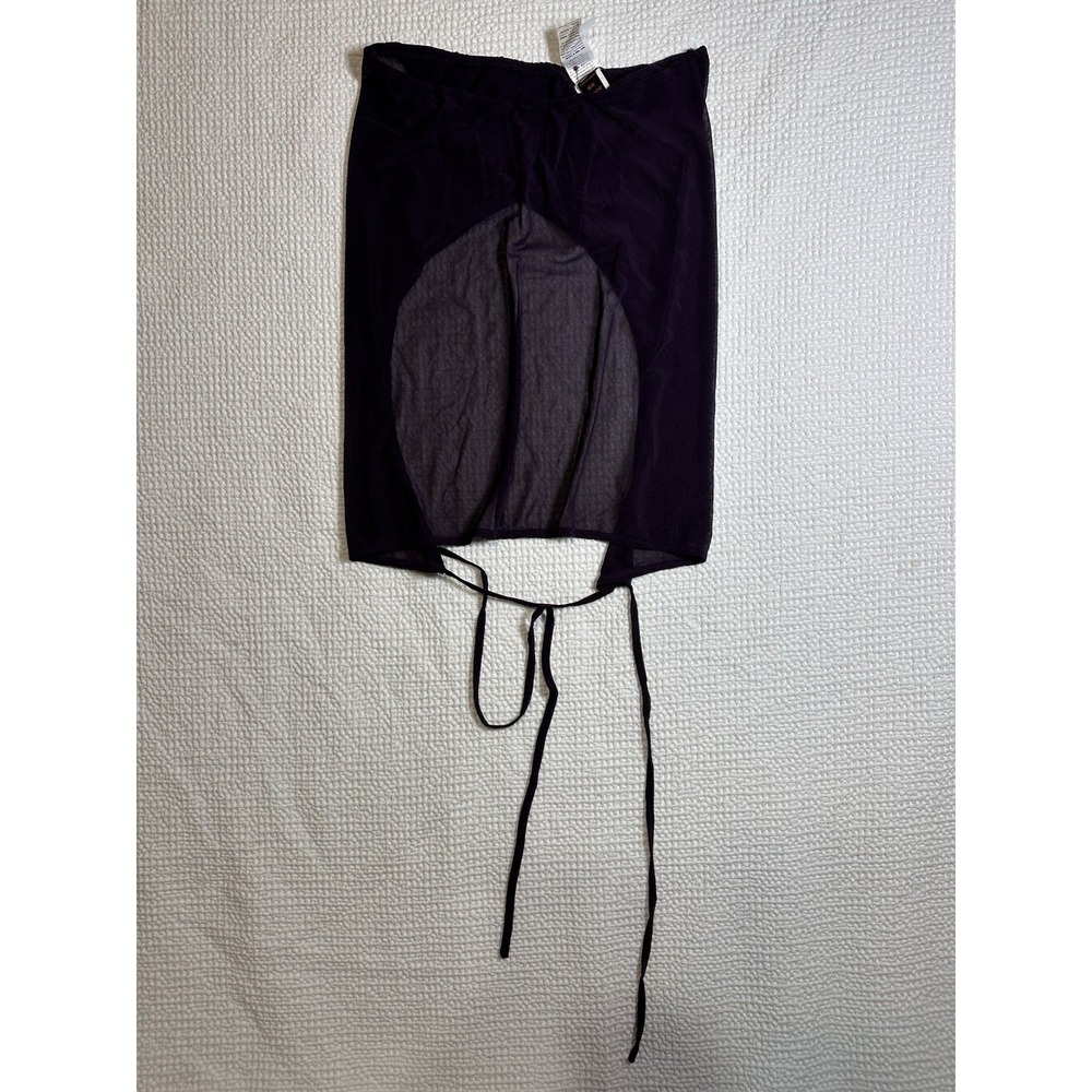 ROMWE Purple Sheer Mesh Open Back Tie Front Shrug Cover Up Top XS NWT